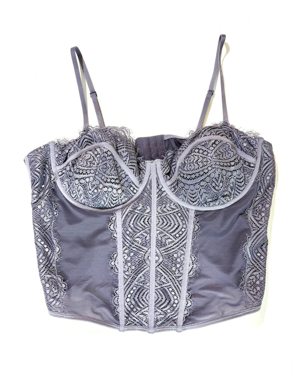 XL Garage Lace/ mesh Bustier in Gray